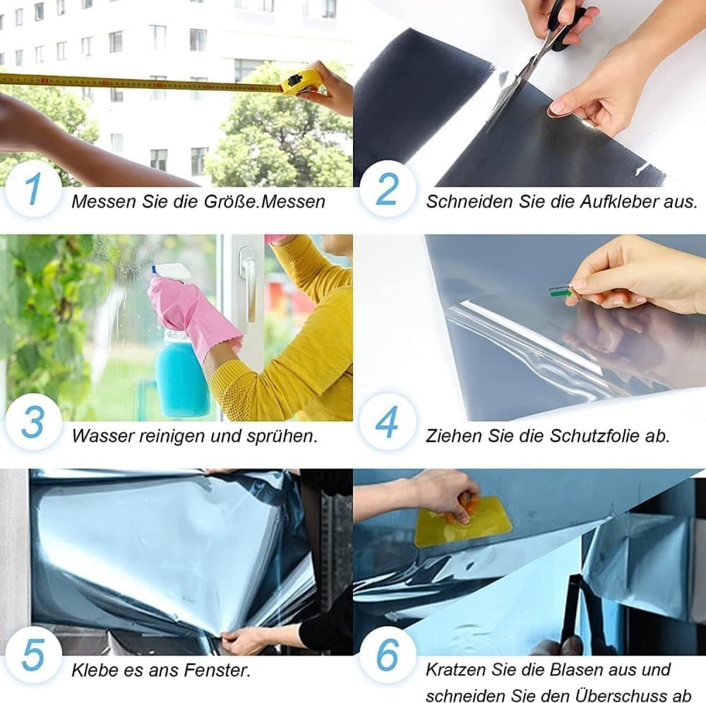 50cmx2m Self-Adhesive Window Film Mirror Reflective Sun Protection UV Block Heat Privacy, Blue V1188-MS-325-0428