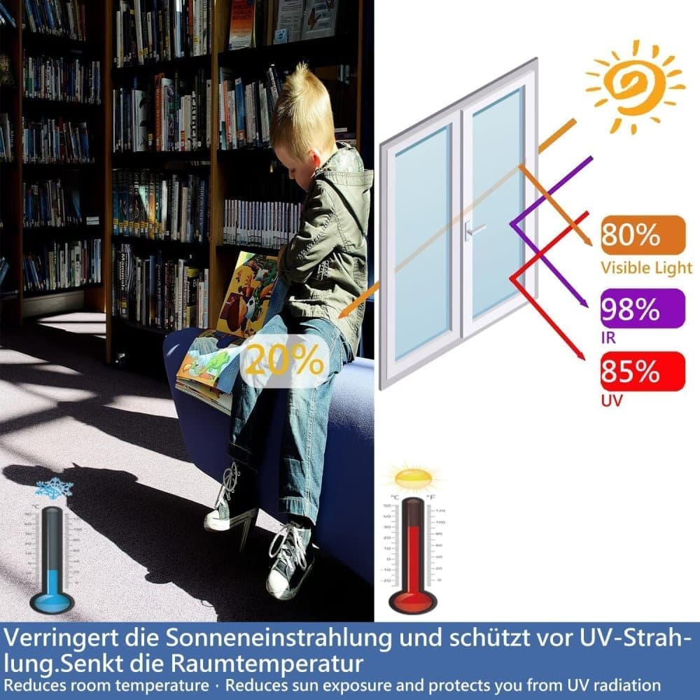 Mirror Reflective Self-Adhesive Window Film for Sun Protection UV Blocking and Privacy, Silver, 50cmx2m V1188-MS-325-0429