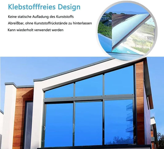 Self-adhesive Window Film Mirror Reflective Sun Protection UV Block Heat Privacy, 40cmx5m, Blue V1188-MS-325-0432