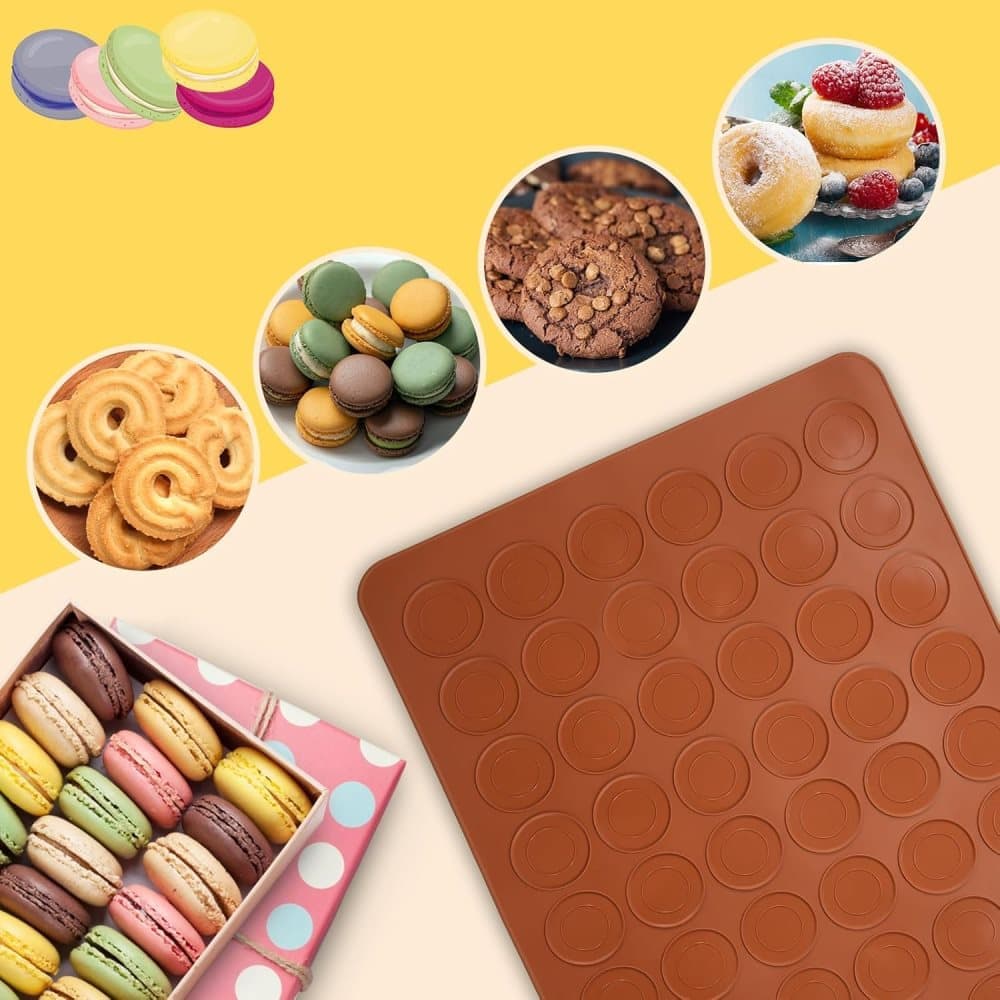 48-Cavity Silicone Macaron Cake Mold, Compatible with Baking Tools, 48 Places V1188-MS-325-0435