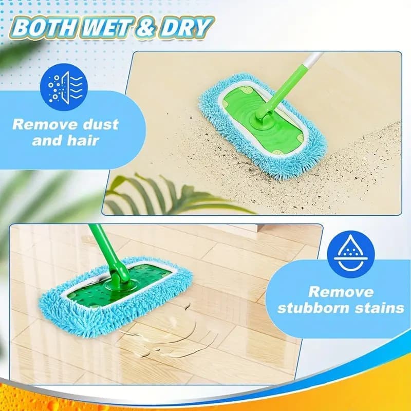 4 Replacement Cloth Covers for Swiffer Mop, Reusable Wet and Dry Cleaning Cloths, Compatible with Swiffer V1188-MS-325-0437
