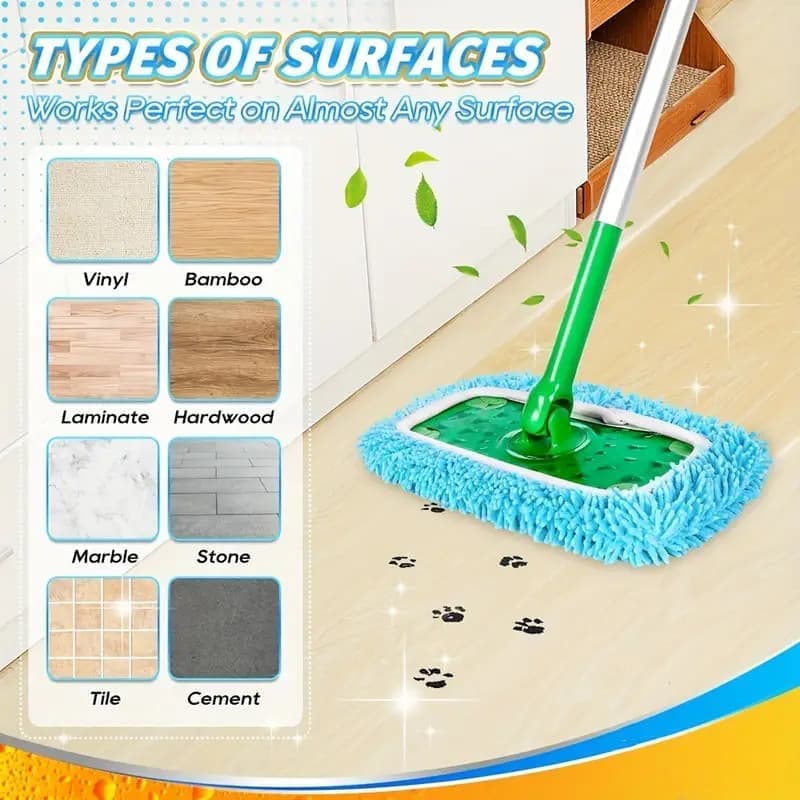 4 Replacement Cloth Covers for Swiffer Mop, Reusable Wet and Dry Cleaning Cloths, Compatible with Swiffer V1188-MS-325-0437