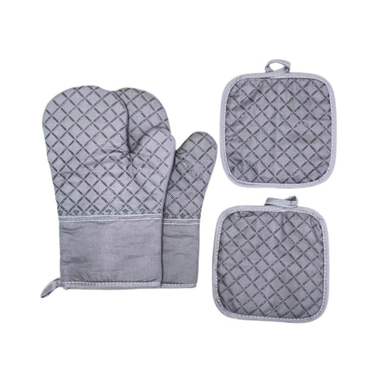 Heat-Resistant Oven Mitts & Grill Gloves, Anti-Slip Kitchen Potholders Up to 300 degrees C for Cooking and V1188-MS-325-0442