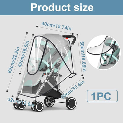 Universal Rain Cover Stroller Transparent EVA with Zipper and Window, Wind and Waterproof Protection V1188-MS-325-0443