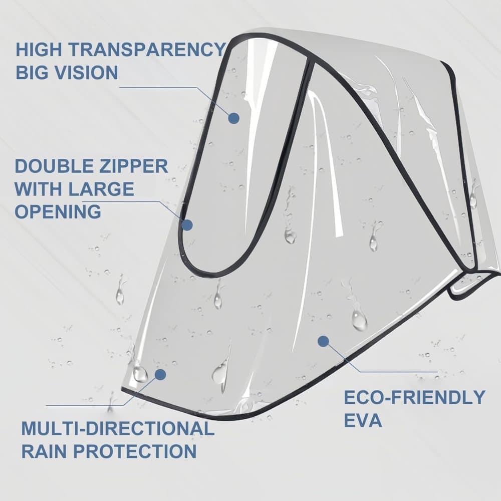 Universal Rain Cover Stroller Transparent EVA with Zipper and Window, Wind and Waterproof Protection V1188-MS-325-0443
