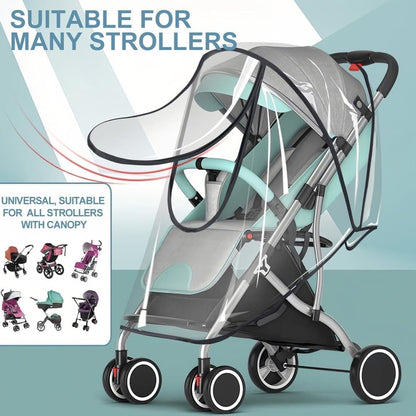 Universal Rain Cover Stroller Transparent EVA with Zipper and Window, Wind and Waterproof Protection V1188-MS-325-0443