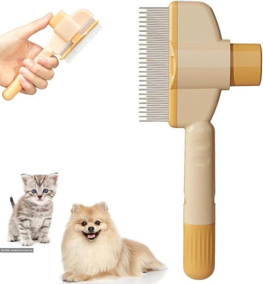 Self-Cleaning Dog Cat Fur Brush Removes Loose Hair, Easy Clean Design, Yellow V1188-MS-325-0445