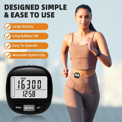 3D Pedometer with Large Screen for Steps Distance and Calories, Precision Meter V1188-MS-325-0449