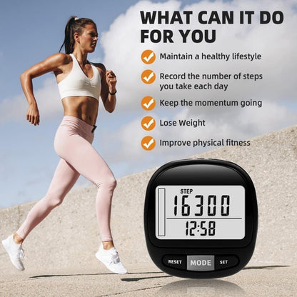 3D Pedometer with Large Screen for Steps Distance and Calories, Precision Meter V1188-MS-325-0449