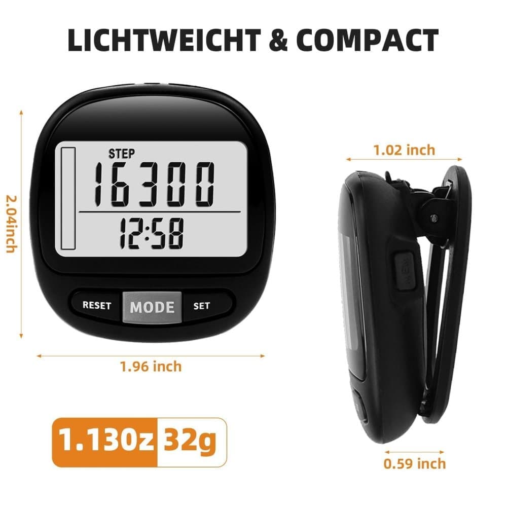 3D Pedometer with Large Screen for Steps Distance and Calories, Precision Meter V1188-MS-325-0449