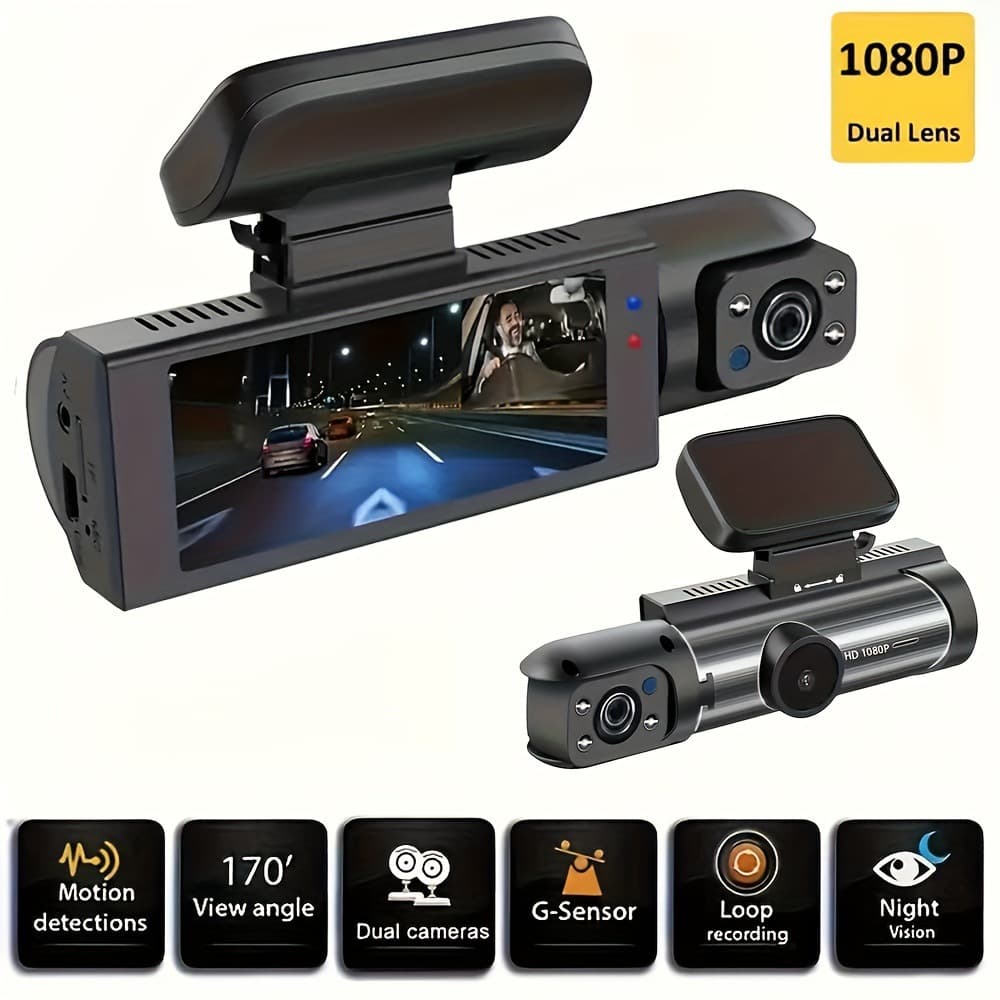 Dual Lens Car Camera Full HD 1080P with Night Vision Loop Recording and Wide Angle Lens V1188-MS-325-0452