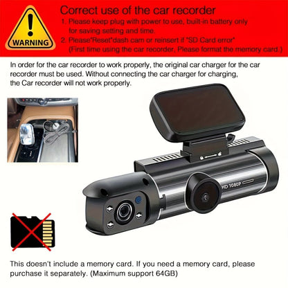 Dual Lens Car Camera Full HD 1080P with Night Vision Loop Recording and Wide Angle Lens V1188-MS-325-0452