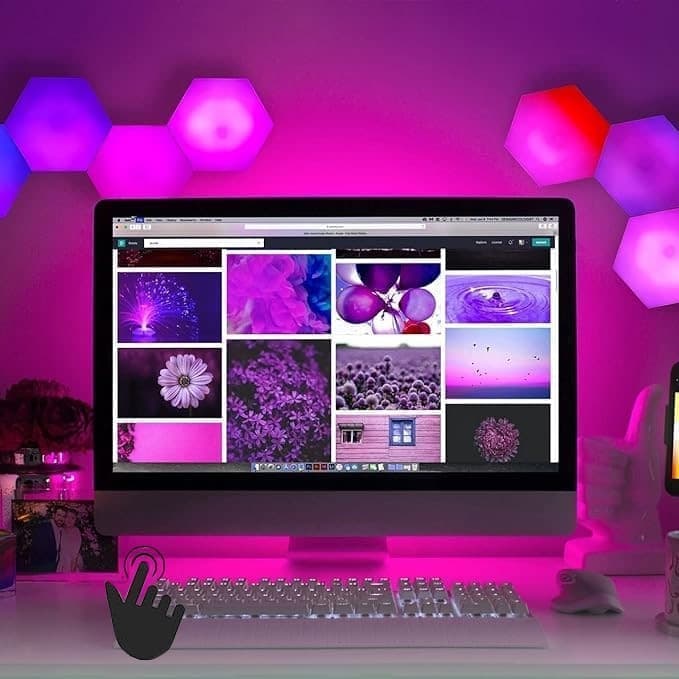 6 RGB Hexagon LED Wall Lamps with App Control, 16.5x14.5cm V1188-MS-325-0453