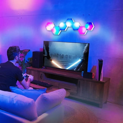 6 RGB Hexagon LED Wall Lamps with App Control, 16.5x14.5cm V1188-MS-325-0453