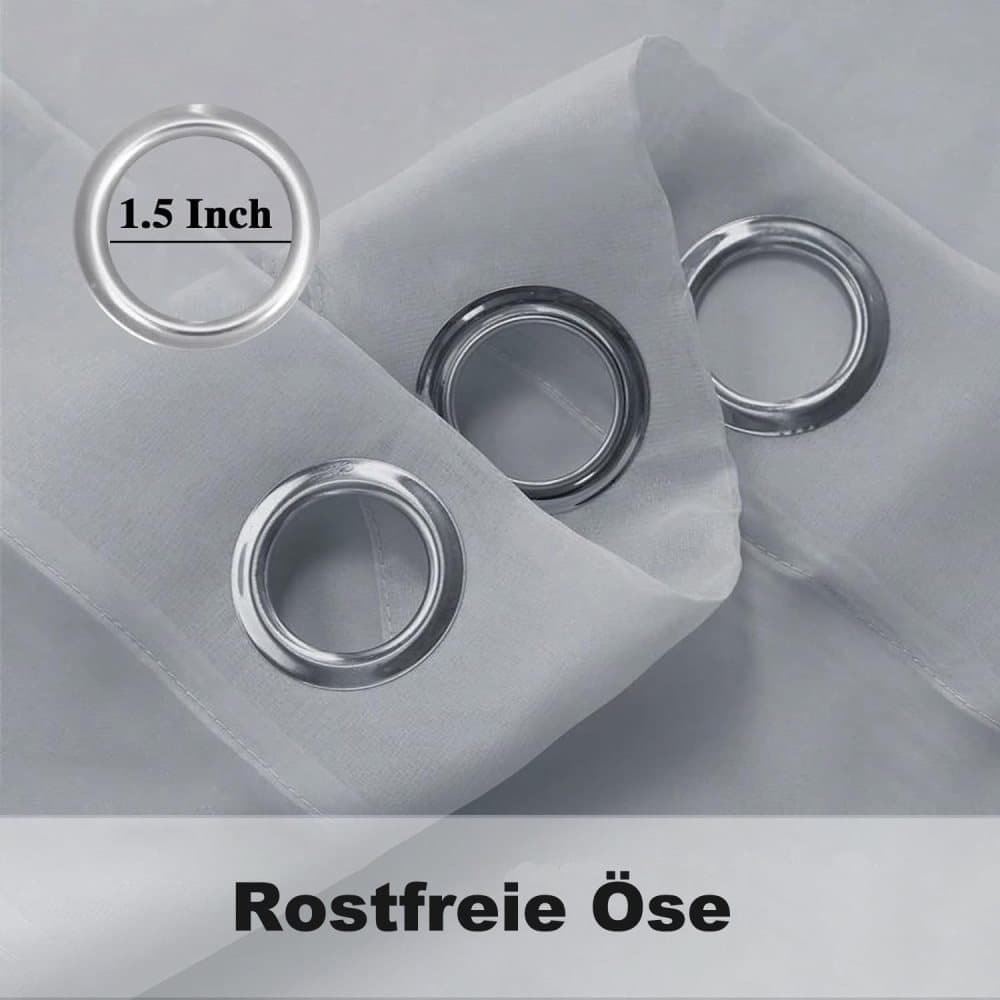 1 Pair Water Resistant Sheer Eyelet Curtains for Outdoor, 140x250cm, Gray V1188-MS-325-0456