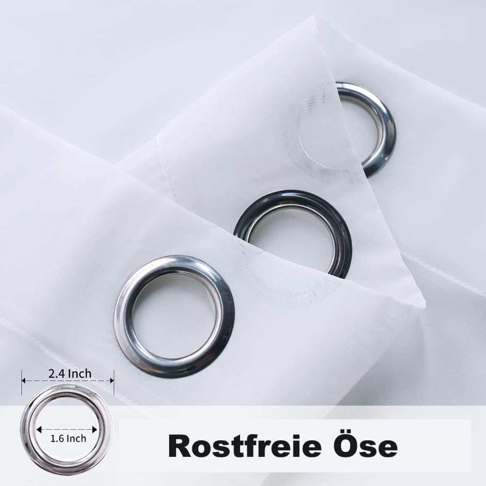 1 Pair White Water Resistant Sheer Eyelet Curtains for Outdoor, 132 cm x 213 cm V1188-MS-325-0463