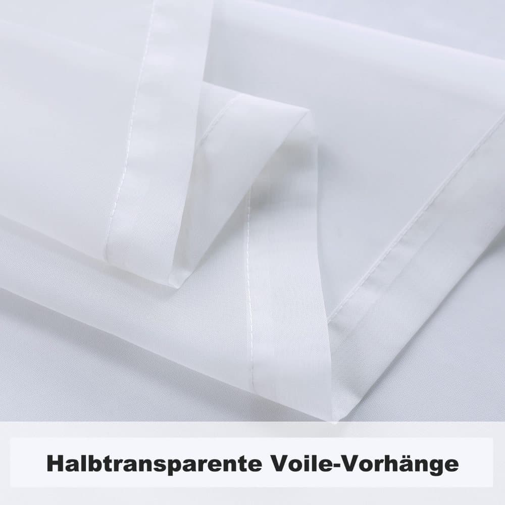 1 Pair Water Resistant Sheer Eyelet Curtains for Outdoor, 132x274 cm, White V1188-MS-325-0464