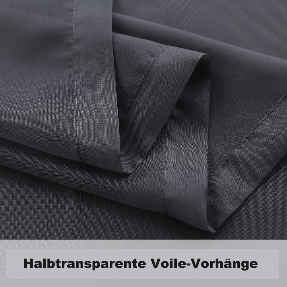 Black Water Resistant Sheer Eyelet Curtains for Outdoor, 132 cm x 274 cm V1188-MS-325-0465