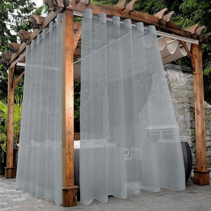 1 Pair Water Resistant Sheer Eyelet Curtains for Outdoor, 132x274 cm, Gray V1188-MS-325-0466
