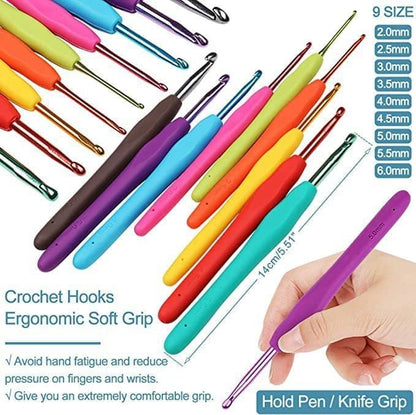 58-piece crochet hook set with yarn and bag for beginners, 10 sizes, dark pink V1188-MS-325-0470