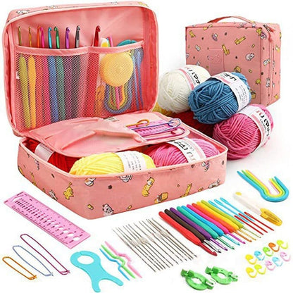58-piece crochet hook set with yarn and bag for beginners, 10 sizes, Pink V1188-MS-325-0471