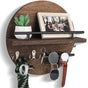 Wooden Key Holder with Storage Tray and Hooks for Hallway Corridor Bedroom Office, Brown V1188-MS-325-0474