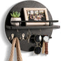 Wooden Key Holder with Storage Tray and Hooks for Hallway Corridor Bedroom Office, Black V1188-MS-325-0475