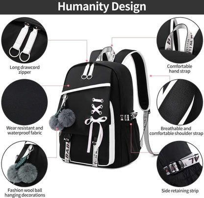 Waterproof Children Backpack for School, Durable Large Capacity Comfortable to Carry, Black V1188-MS-325-0480
