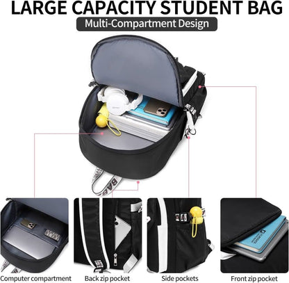 Waterproof Children Backpack for School, Durable Large Capacity Comfortable to Carry, Black V1188-MS-325-0480