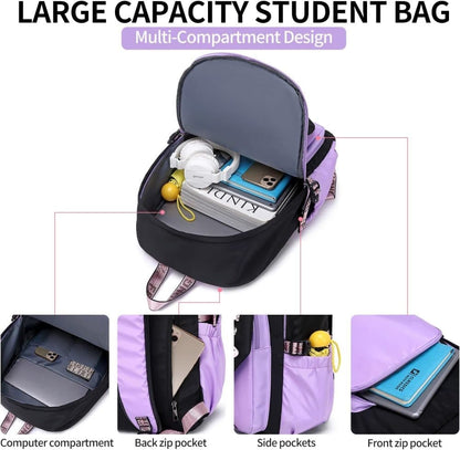 Waterproof Children Backpack for School, Durable Large Capacity Comfortable to Carry, Purple V1188-MS-325-0481