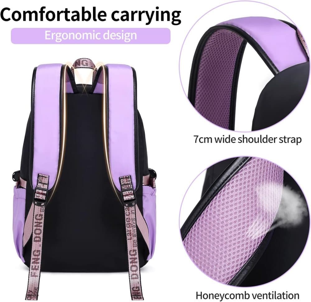 Waterproof Children Backpack for School, Durable Large Capacity Comfortable to Carry, Purple V1188-MS-325-0481