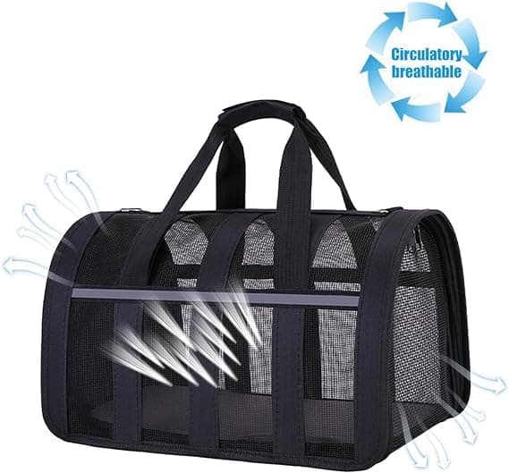 1 Pack Foldable Pet Carrier Bag for Cats and Dogs, Soft Breathable Travel Bag, Black, S V1188-MS-325-0491