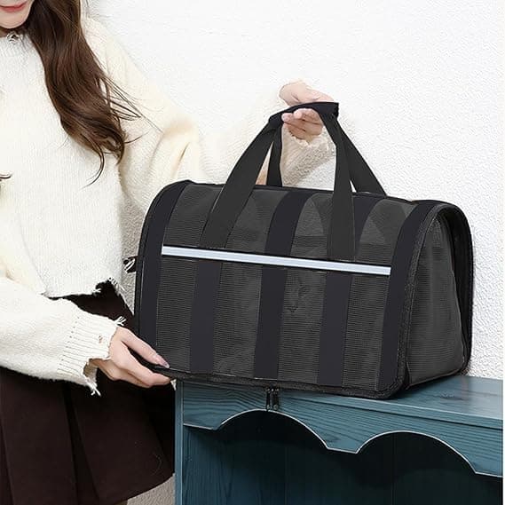 1 Pack Foldable Pet Carrier Bag for Cats and Dogs, Soft Breathable Travel Bag, Black, L V1188-MS-325-0492