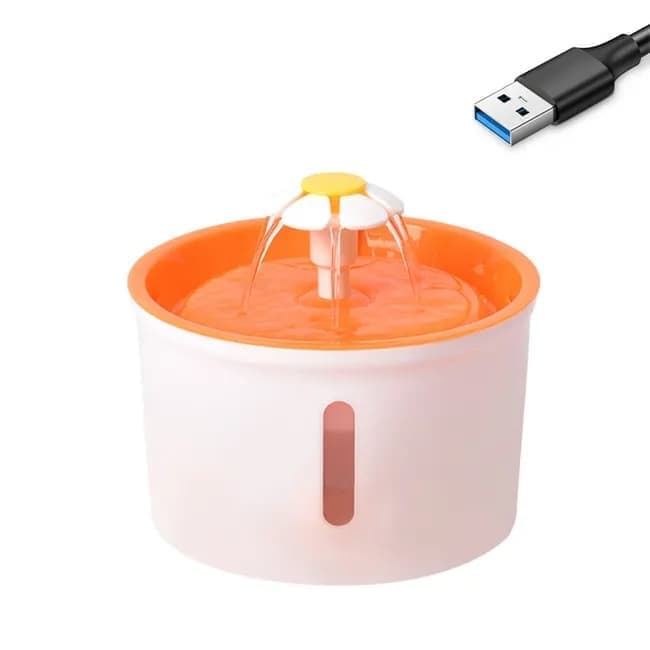 1.6L Round Pet Water Fountain for Cats and Dogs, Orange V1188-MS-325-0502
