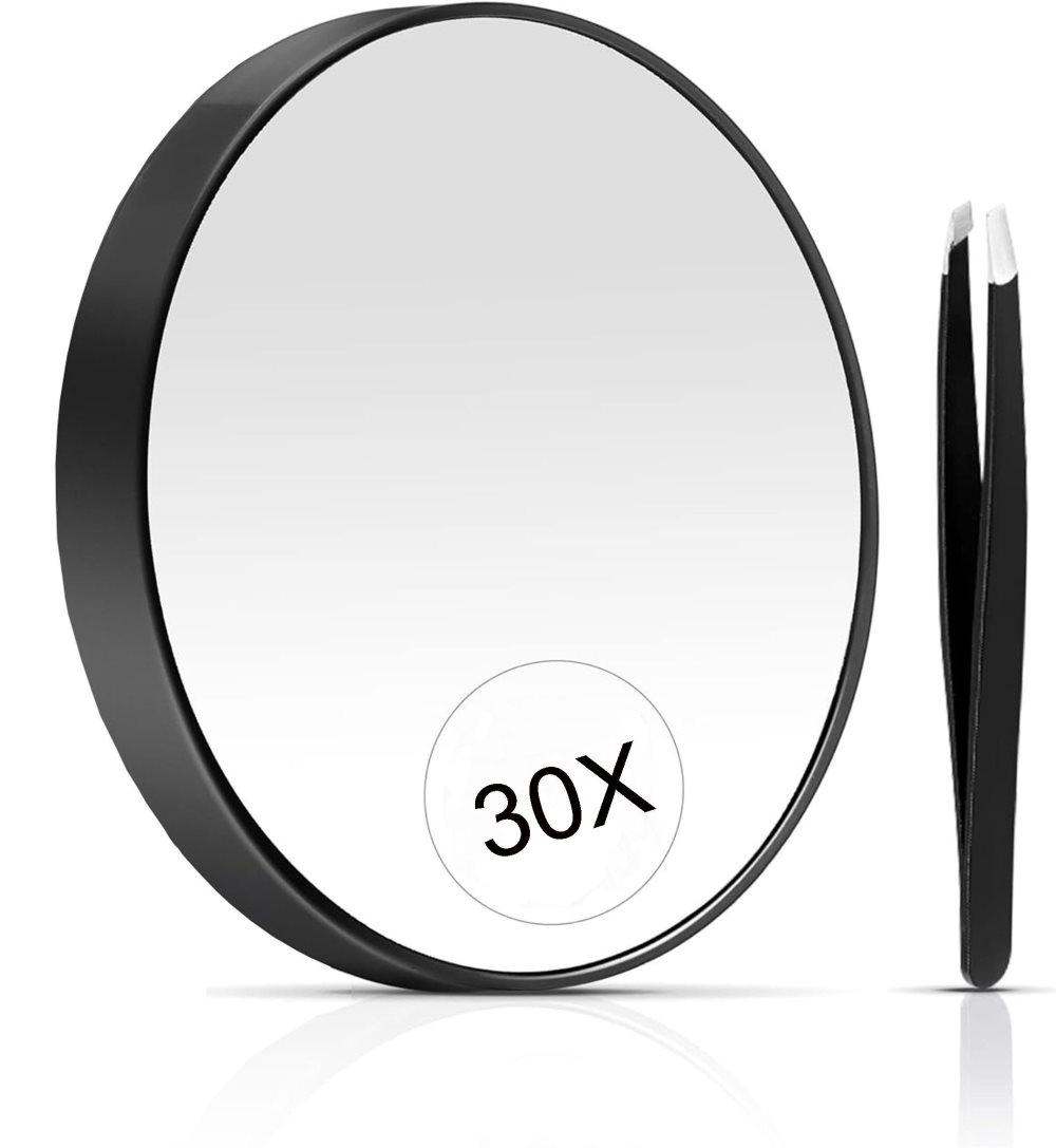 20X/30X Magnification Makeup Mirror with Tweezers, Black, 30X V1188-MS-325-0505