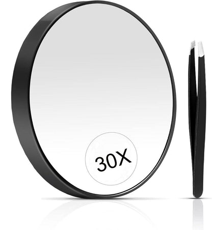 20X/30X Magnification Makeup Mirror with Tweezers, Black, 30X V1188-MS-325-0505