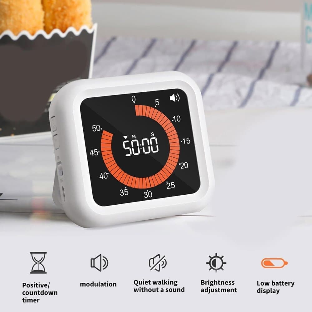Rechargeable Visual Timer with Magnet and Stand, Adjustable Volume, 11 Hours 59 Minutes V1188-MS-325-0509