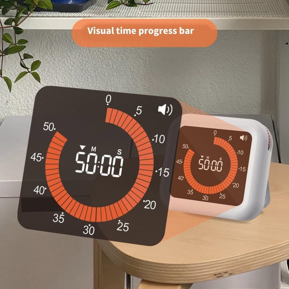 Rechargeable Visual Timer with Magnet and Stand, Adjustable Volume, 11 Hours 59 Minutes V1188-MS-325-0509