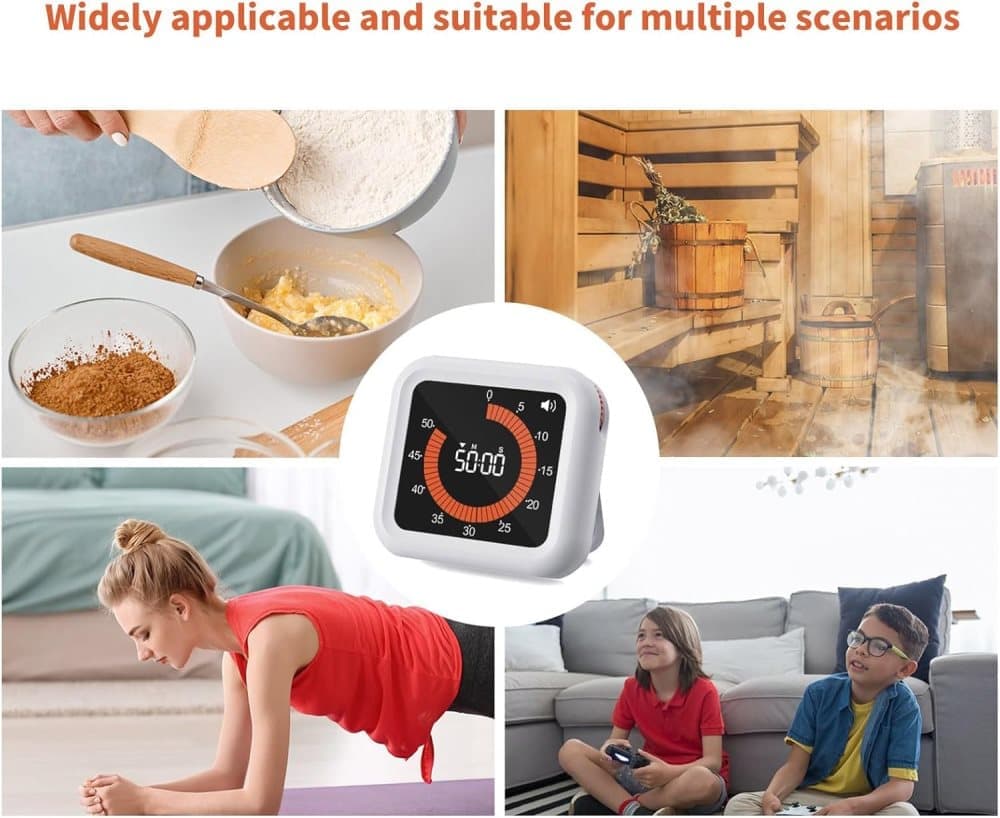 Rechargeable Visual Timer with Magnet and Stand, Adjustable Volume, 11 Hours 59 Minutes V1188-MS-325-0509