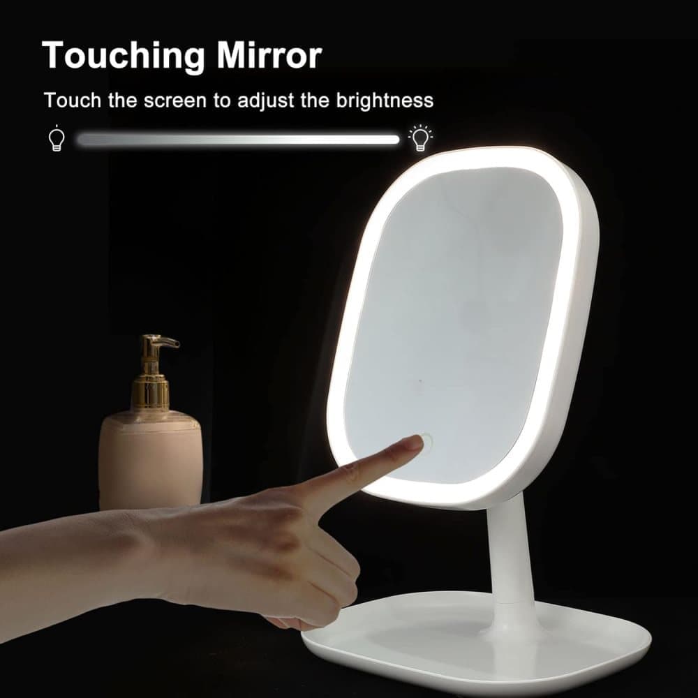 LED Makeup Mirror Rechargeable with Touch Control 3 Colors Dimmable 360 Adjustable, White V1188-MS-325-0527