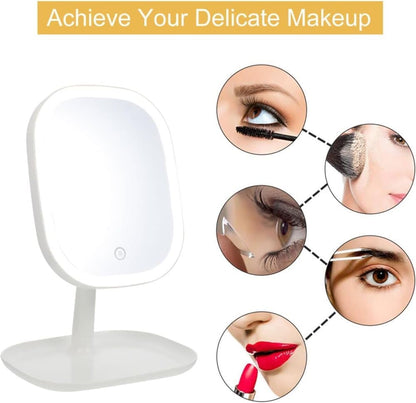 LED Makeup Mirror Rechargeable with Touch Control, 3 Colors, 360 degrees Adjustable & Dimmable, Pink V1188-MS-325-0528