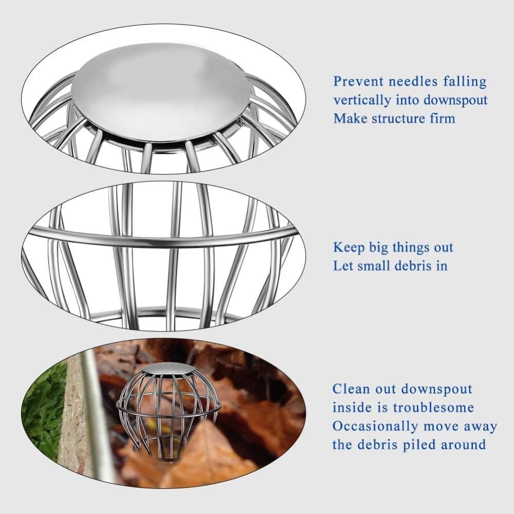 Leaf Stopper for Gutter, Ball-Shaped Drain Strainer for Roof with Large Flow Design, 68 x 92mm V1188-MS-325-0529