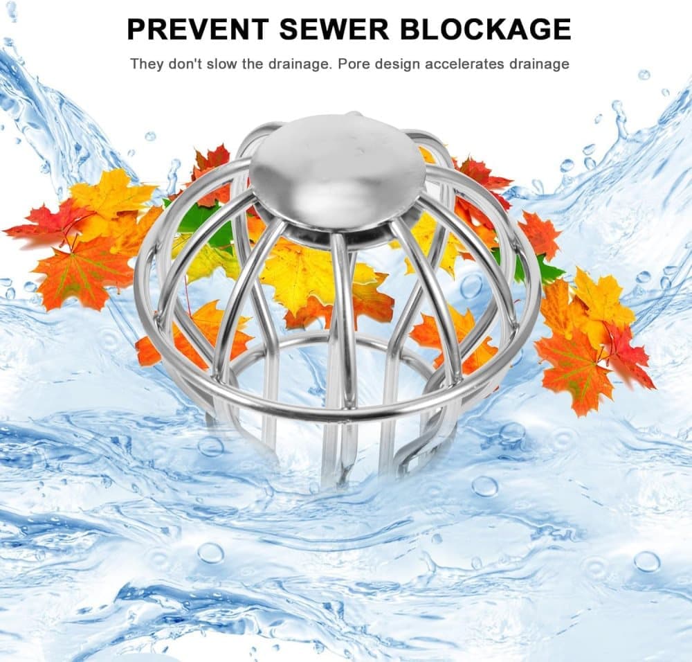 Leaf Stopper for Gutter, Ball-Shaped Drain Strainer for Roof with Large Flow Design, 68 x 92mm V1188-MS-325-0529