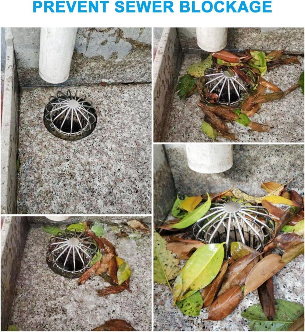 Leaf Stopper for Gutter, Ball-Shaped Floor Drain Strainer with Large Flow Design, 103 x 115mm V1188-MS-325-0530
