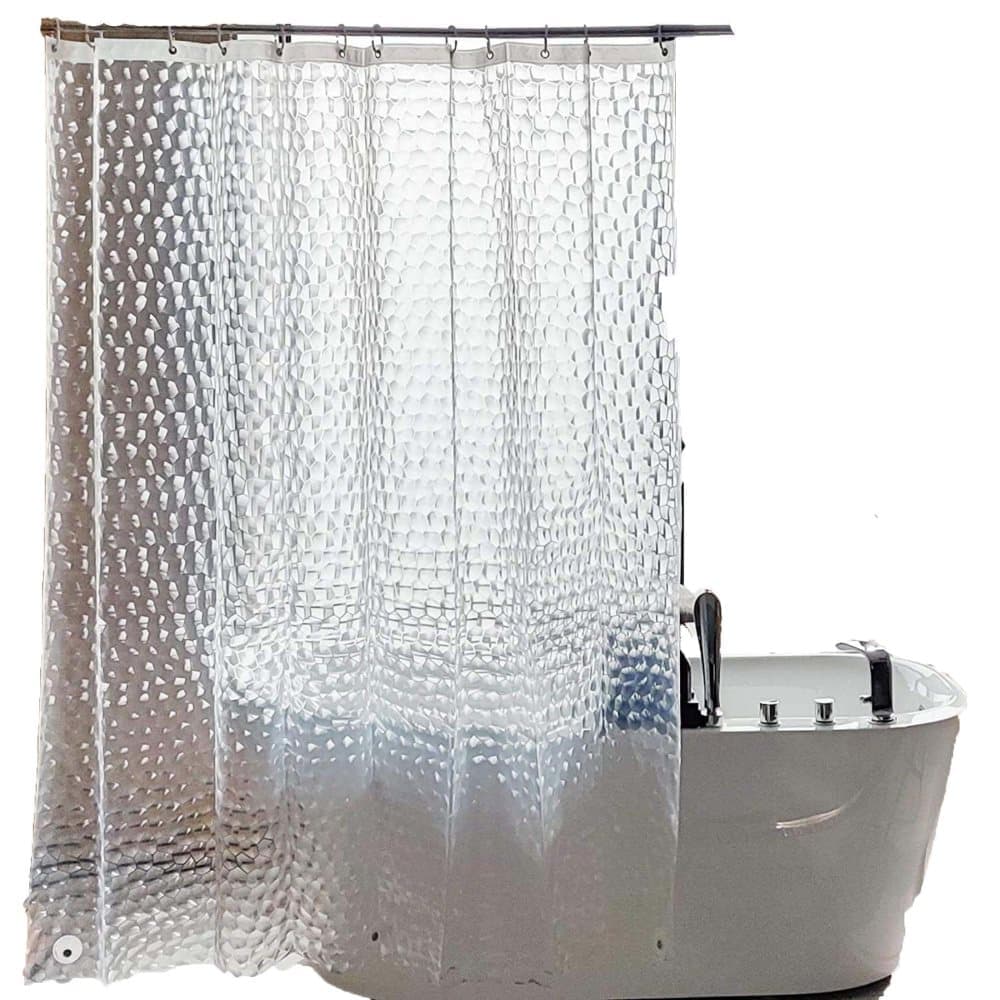 Waterproof Shower Curtain with Bottom Magnet and Weight, Pebble Pattern Transparent, 180x180 cm V1188-MS-325-0532
