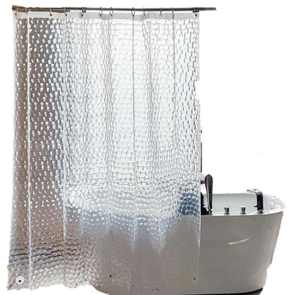Waterproof Shower Curtain with Bottom Magnet and Weight, Pebble Pattern Transparent, 180x180 cm V1188-MS-325-0532