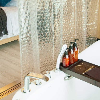 Waterproof Shower Curtain with Bottom Magnet and Weight, Pebble Pattern Transparent, 180x180 cm V1188-MS-325-0532