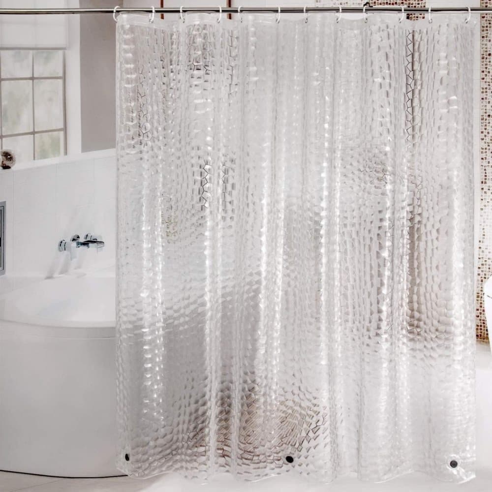 Waterproof Shower Curtain with Bottom Magnet and Weight, Pebble Pattern Transparent, 180x180 cm V1188-MS-325-0532