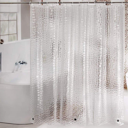 Waterproof Shower Curtain with Bottom Magnet and Weight, Pebble Pattern Transparent, 180x180 cm V1188-MS-325-0532