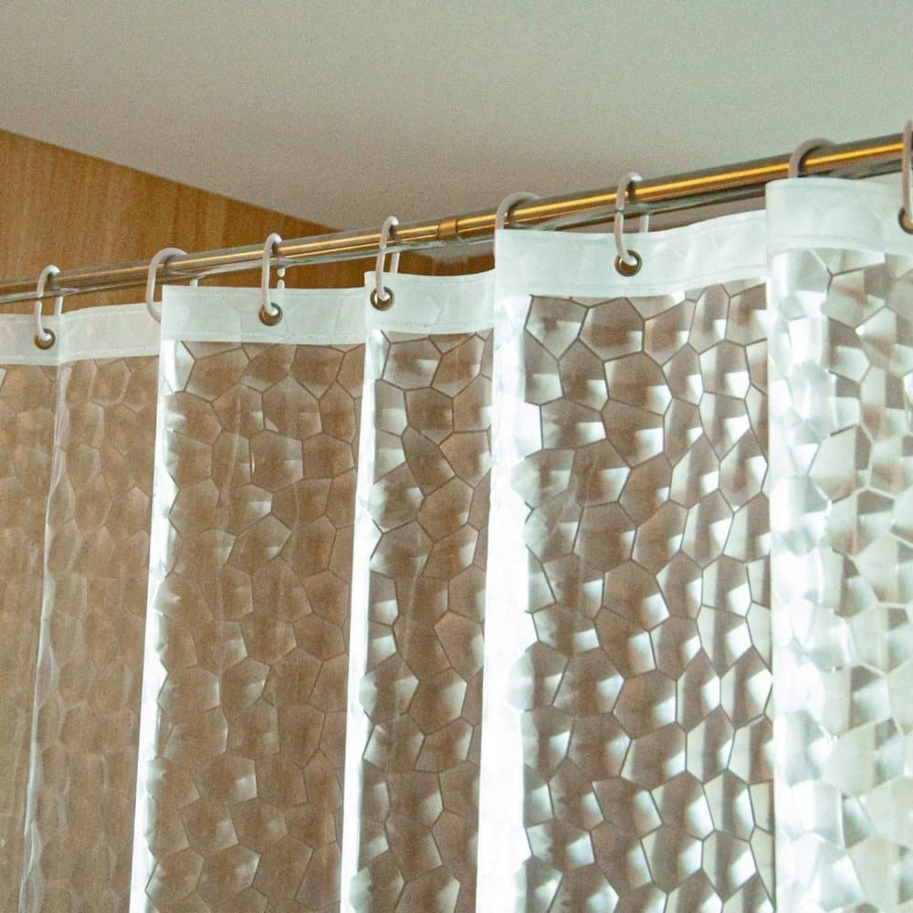 Waterproof Shower Curtain with Bottom Magnet and Weight, Pebble Pattern Transparent, 180x180 cm V1188-MS-325-0532